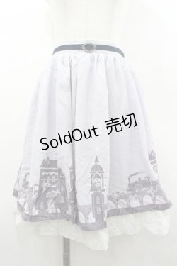 画像1: axes femme / 町並み柄スカート  ラベンダー I-26-01-06-079-AX-SK-SA-ZI