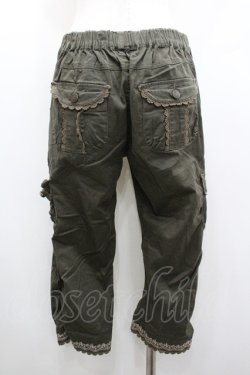 画像2: axes femme / レース刺繍クロップドパンツ L カーキ I-26-01-06-080-AX-PA-TE-ZI