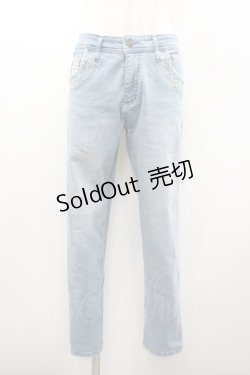 画像1: axes femme / パリ刺繍ボーイズデニム M ブルー I-26-01-06-081-AX-PA-TE-ZI