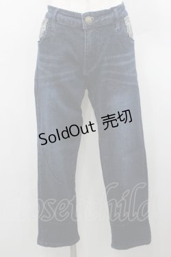 画像1: axes femme / 猫ストライプストレッチパンツ L インディゴ I-26-01-06-086-AX-PA-TE-ZI