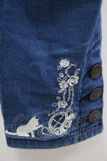 画像4: axes femme / ねこ刺繍デニムパギンス L インディゴ I-26-01-06-088-AX-PA-TE-ZI (4)