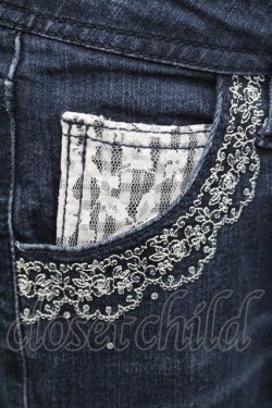 画像3: axes femme / スカラップ刺繍パンツ M インディゴ I-26-01-06-090-AX-PA-TE-ZI