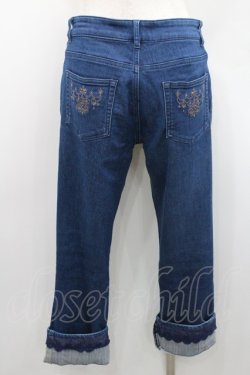 画像2: axes femme / ストライプ使い薔薇刺繍デニムパンツ M インディゴ I-26-01-06-091-AX-PA-TE-ZI