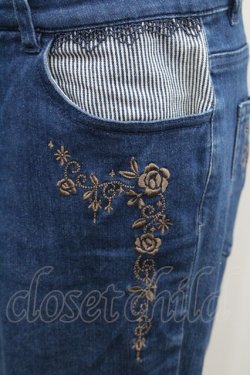画像3: axes femme / ストライプ使い薔薇刺繍デニムパンツ M インディゴ I-26-01-06-091-AX-PA-TE-ZI