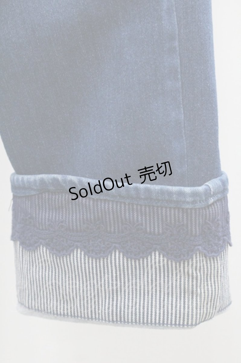 画像5: axes femme / ストライプ使い薔薇刺繍デニムパンツ M インディゴ I-26-01-06-091-AX-PA-TE-ZI (5)