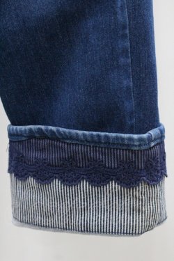 画像5: axes femme / ストライプ使い薔薇刺繍デニムパンツ M インディゴ I-26-01-06-091-AX-PA-TE-ZI