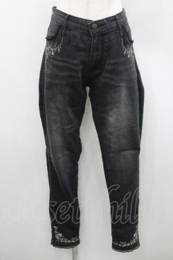 画像1: axes femme / チェーン刺繍パンツ L 黒 I-26-01-06-092-AX-PA-TE-ZI