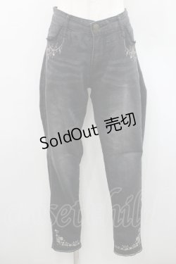 画像1: axes femme / チェーン刺繍パンツ L 黒 I-26-01-06-092-AX-PA-TE-ZI