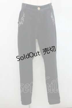 画像1: axes femme / 刺繍デニムパンツ L 黒 I-26-01-06-093-AX-PA-TE-ZI