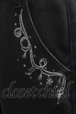 画像3: axes femme / 刺繍デニムパンツ L 黒 I-26-01-06-093-AX-PA-TE-ZI