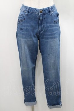 画像1: axes femme / 刺繍入デニムパンツ L ブルー I-26-01-06-094-AX-PA-TE-ZI