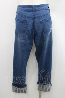 画像2: axes femme / 裾レースストレッチデニムパンツ L ブルー I-26-01-06-095-AX-PA-TE-ZI