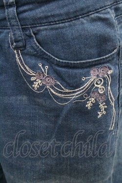 画像3: axes femme / 裾レースストレッチデニムパンツ L ブルー I-26-01-06-095-AX-PA-TE-ZI