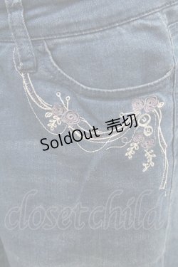 画像3: axes femme / 裾レースストレッチデニムパンツ L ブルー I-26-01-06-095-AX-PA-TE-ZI