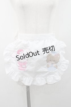 画像1: axes femme kawaii / mikkoコラボ刺繍エプロン  白 I-26-01-06-100-AX-SK-SA-ZI