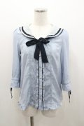 axes femme / セーラーカラーブラウス M サックス I-26-01-06-015-AX-TO-TE-ZI
