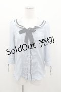 axes femme / セーラーカラーブラウス M サックス I-26-01-06-015-AX-TO-TE-ZI