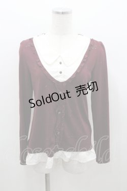 画像1: axes femme / 音符刺繍ブラウス M ワイン I-26-01-06-016-AX-BL-TE-ZI