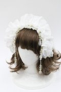 MR corset / シフォンフリルビジューカチューシャ  白 I-26-01-06-116-PU-AC-SA-ZI