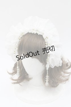 画像1: MR corset / シフォンフリルビジューカチューシャ  白 I-26-01-06-116-PU-AC-SA-ZI