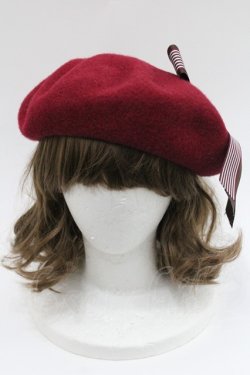 画像2: Amavel / ストライプリボン付きベレー  ボルドー I-26-01-06-118-CA-AC-SA-ZI