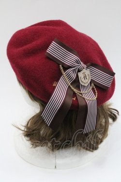 画像3: Amavel / ストライプリボン付きベレー  ボルドー I-26-01-06-118-CA-AC-SA-ZI