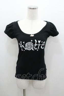 画像1: Katie / ロゴプリント半袖カットソー S 黒Ｘ白 I-26-01-06-024-LO-TO-SA-ZI