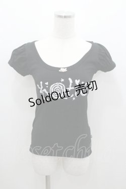 画像1: Katie / ロゴプリント半袖カットソー S 黒Ｘ白 I-26-01-06-024-LO-TO-SA-ZI