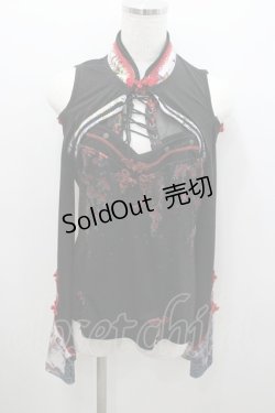 画像3: Ozz oneste / チャイナデザインボレロ&キャミセット  黒Ｘ赤 I-26-01-06-025-OO-TO-SA-ZI