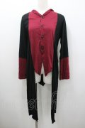 ALGONQUINS / 2カラーフードロングカーディガン  黒Ｘ赤 I-26-01-06-027-AL-TO-SA-ZI
