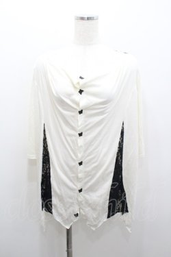 画像1: ALGONQUINS / 蝶ボタンカットカーディガン  白Ｘ黒 I-26-01-06-029-AL-TO-SA-ZI