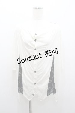 画像1: ALGONQUINS / 蝶ボタンカットカーディガン  白Ｘ黒 I-26-01-06-029-AL-TO-SA-ZI