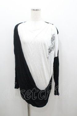 画像1: ALGONQUINS / ロゴドクロプリント2カラーカットソー  黒Ｘ白 I-26-01-06-030-AL-TO-SA-ZI