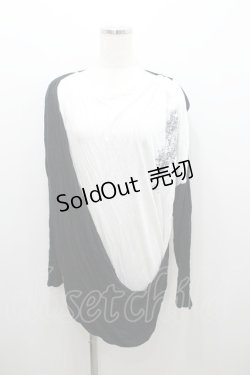 画像1: ALGONQUINS / ロゴドクロプリント2カラーカットソー  黒Ｘ白 I-26-01-06-030-AL-TO-SA-ZI