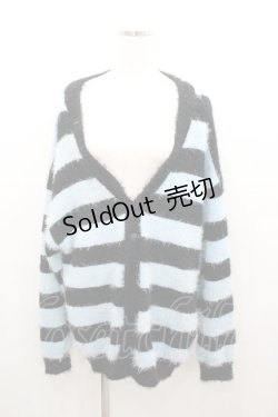 画像1: Deorart / シャギーニットVカーディガン F ブラック×ライトブルー I-26-01-06-032-PU-TO-TE-ZI