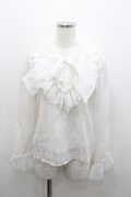 MR corset / ハイネックリボンフリルブラウス  白 I-26-01-06-034-PU-BL-SA-ZI