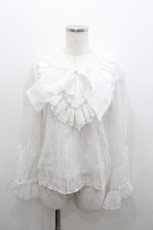 画像1: MR corset / ハイネックリボンフリルブラウス  白 I-26-01-06-034-PU-BL-SA-ZI (1)