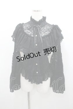 画像1: MR corset / エンジェルスリーブレースブラウス  黒 I-26-01-06-035-PU-BL-SA-ZI