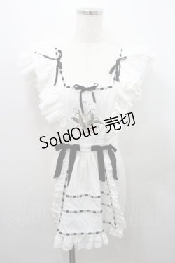 画像1: Hoshibako Works / ベルスーズすずらん刺繍エプロン  白Ｘ黒 I-26-01-08-001-LO-OP-SA-ZI