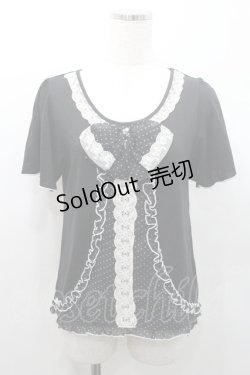 画像1: axes femme / ドットシフォン切替Tシャツ M 黒 I-26-01-08-030-AX-TS-TE-ZI