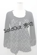 axes femme / チェック切替トップス M 黒 I-26-01-08-032-AX-TO-TE-ZI