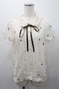 画像1: axes femme kawaii / 薔薇刺繍シフォンブラウス M 生成り I-26-01-08-004-AX-BL-TE-ZI