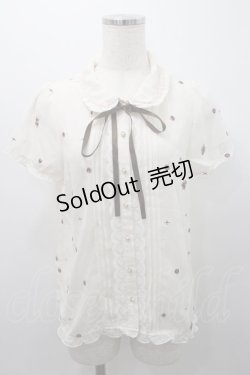 画像1: axes femme Kawaii / 薔薇刺繍シフォンブラウス M 生成り I-26-01-08-004-AX-BL-TE-ZI