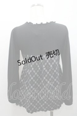 画像2: axes femme / チェック切替トップス M 黒 I-26-01-08-032-AX-TO-TE-ZI