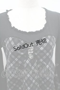 画像3: axes femme / チェック切替トップス M 黒 I-26-01-08-032-AX-TO-TE-ZI