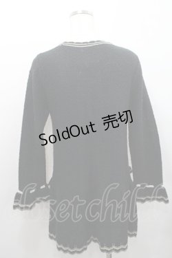 画像2: axes femme / シフォンリボン使いロングカーディガン M 黒 I-26-01-08-033-AX-TO-TE-ZI