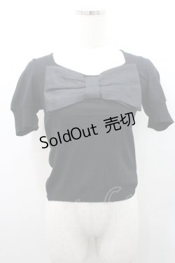 画像1: JESUS DIAMANTE / フロントリボン半袖ニットトップス  黒 I-26-01-08-034-JE-TO-SA-ZI