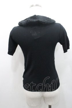 画像2: JESUS DIAMANTE / ファー衿リボンニットカーディガン  黒 I-26-01-08-035-JE-TO-SA-ZI