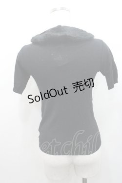 画像2: JESUS DIAMANTE / ファー衿リボンニットカーディガン  黒 I-26-01-08-035-JE-TO-SA-ZI