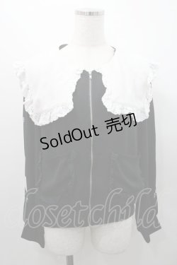 画像1: Ank Rouge / ハートクロスプリント袖シフォンブルゾン  黒Ｘ白 I-26-01-08-037-CA-JA-SA-ZI